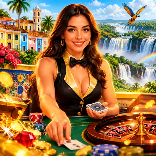Dealer ao vivo distribuindo cartas em mesa de cassino real